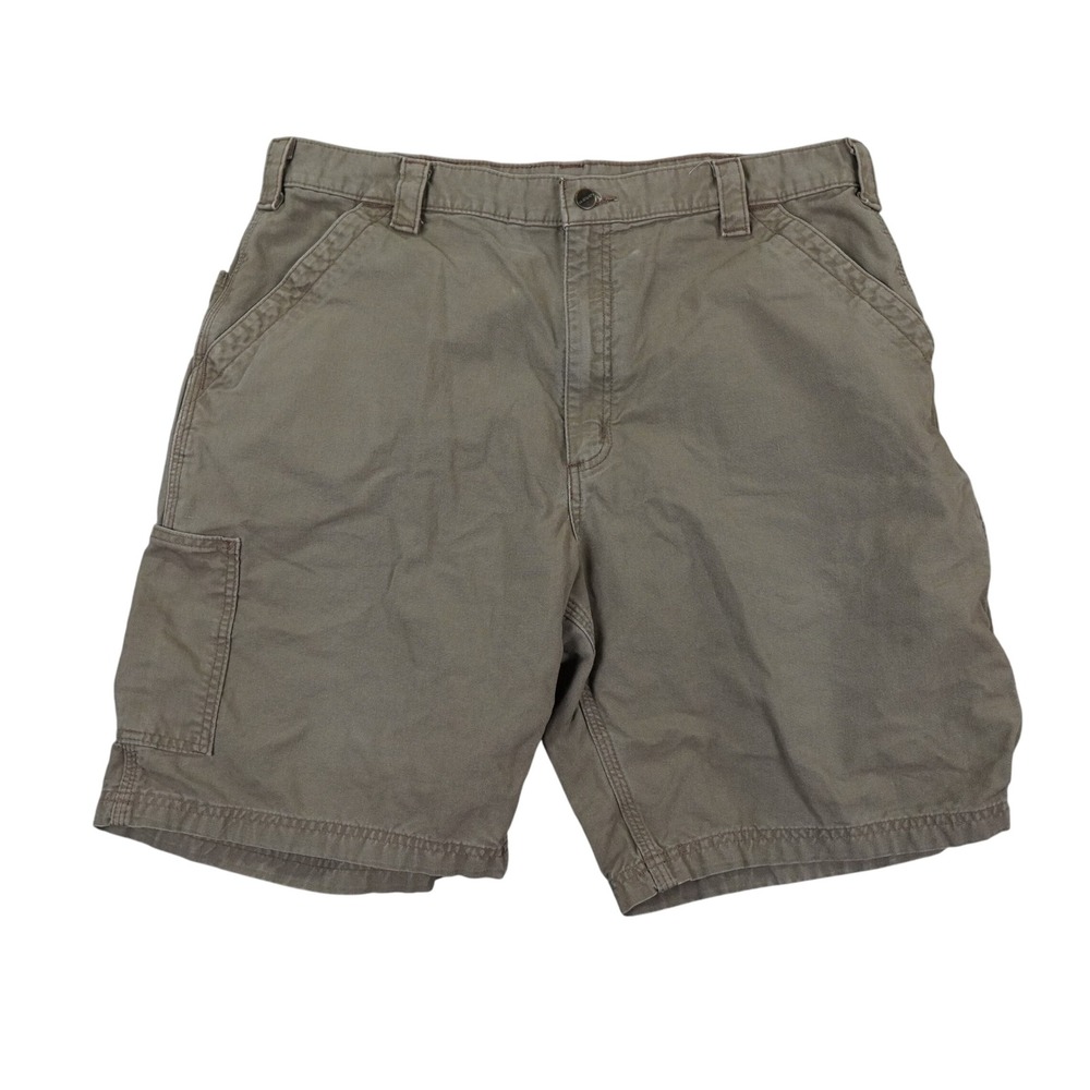 Carhartt Carpenter Shorts Mens 40 Brown B147 Duck Logo Workwear Outdoor Skate